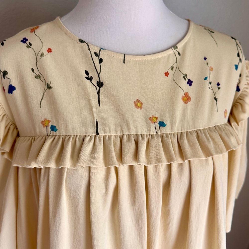 Naya Rea Yellow Floral Babydoll Nap Cottagecore Prairie Dress Style NWT 8